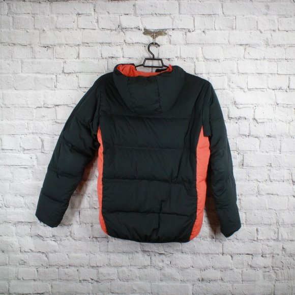 LL Bean Black Orange Polyester Outer Shell Down Hooded Puffer Jacket L - Picture 9 of 10